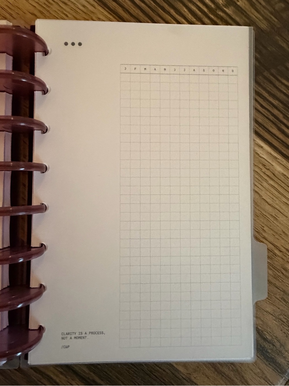 Cloth & Paper Disc Planner Project Habit Tracker Burgundy Minimalist - Picture 9 of 16